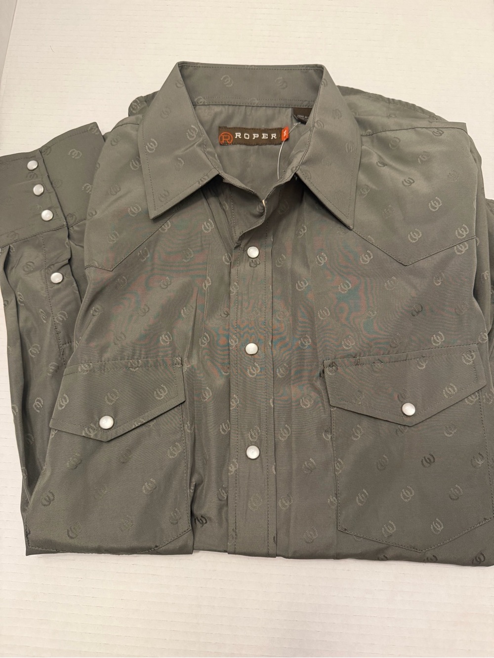 Roper Olive Green Button-Up Shirt Pearl Snap western cowboy